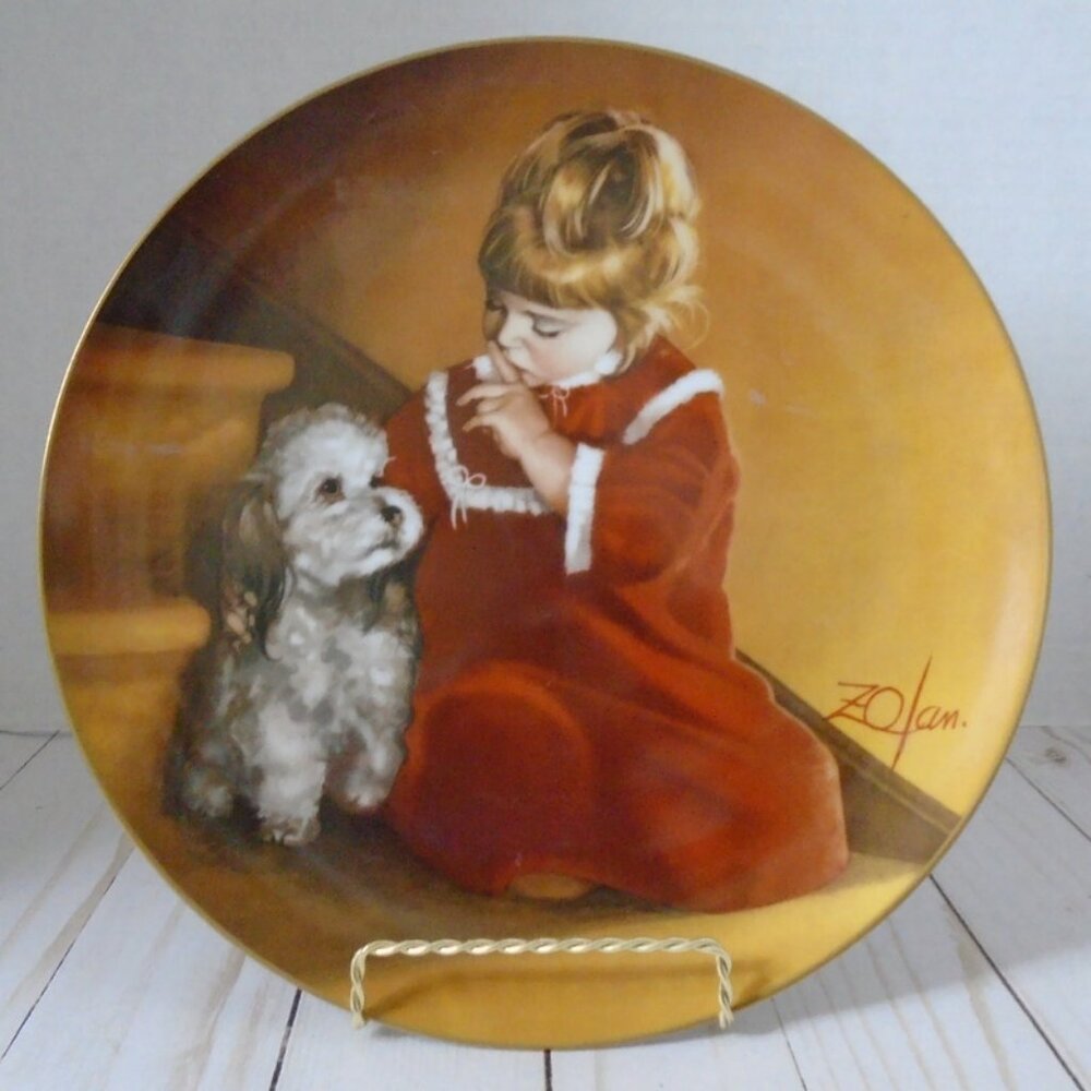 Vtg 1984 ZOLAN "CHRISTMAS SECRET" Pemberton & Oakes Poodle Girl Puppy Dog 3439